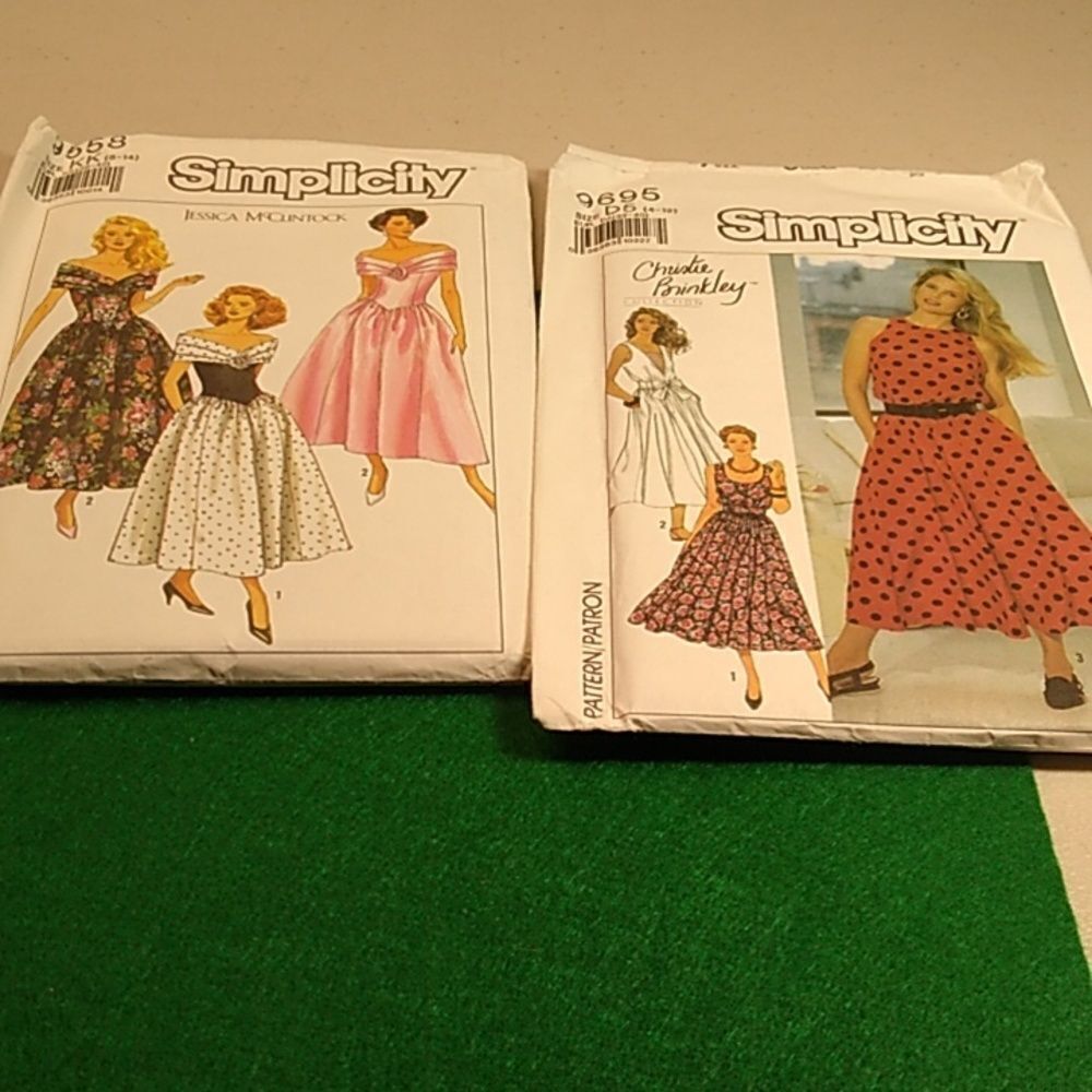 Vintage Simplicity Patterns Jessica McClintock & Christie Brinkley various sizes